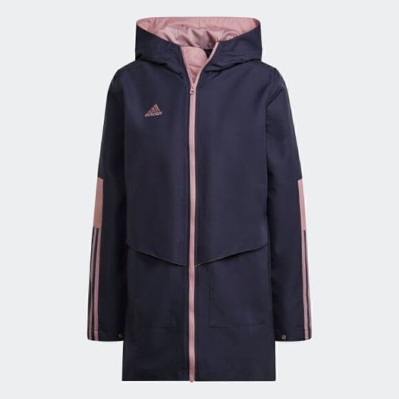Adidas Tiro Parka Jacket Coat All Weather Women's Size Small S Shadow Navy Grey - Picture 1 of 15